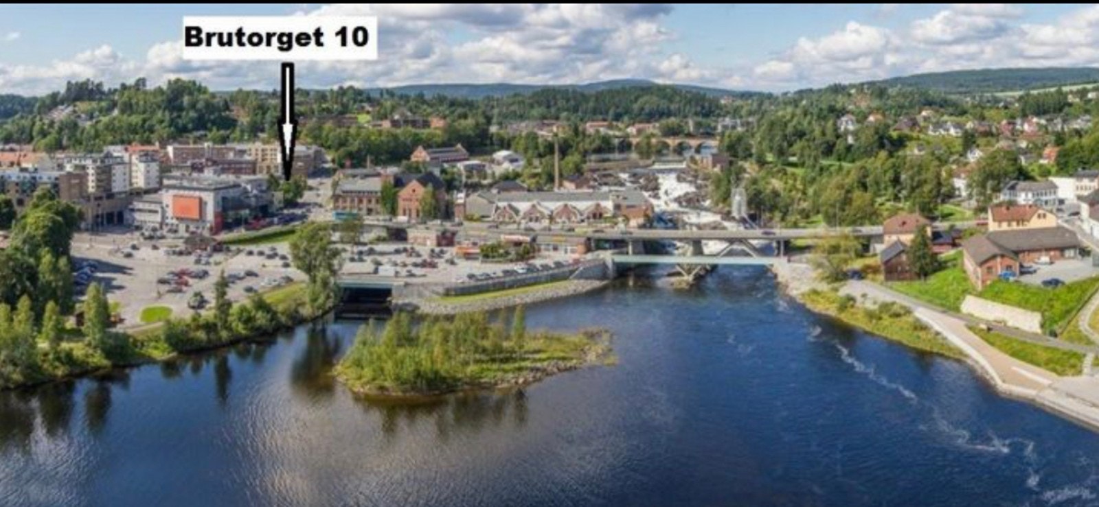 Oversikt over Hønefoss sentrum Galleribilde