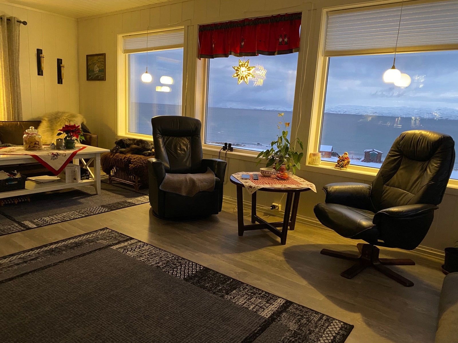 Store vindusflater i stue Galleribilde