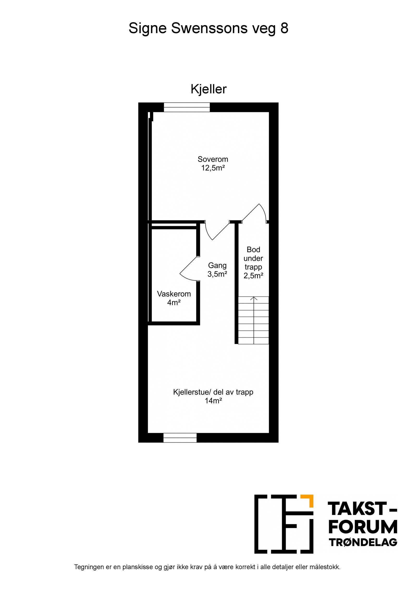 Målsatt planskisse kjelleretasje. Galleribilde