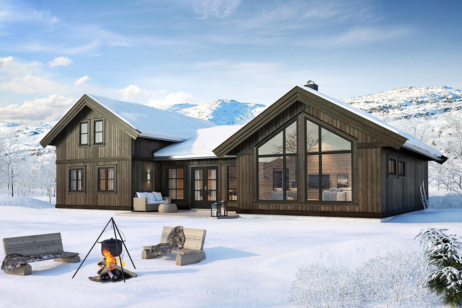 Eiken Hytter Modell 1275 i Hovden serien Galleribilde