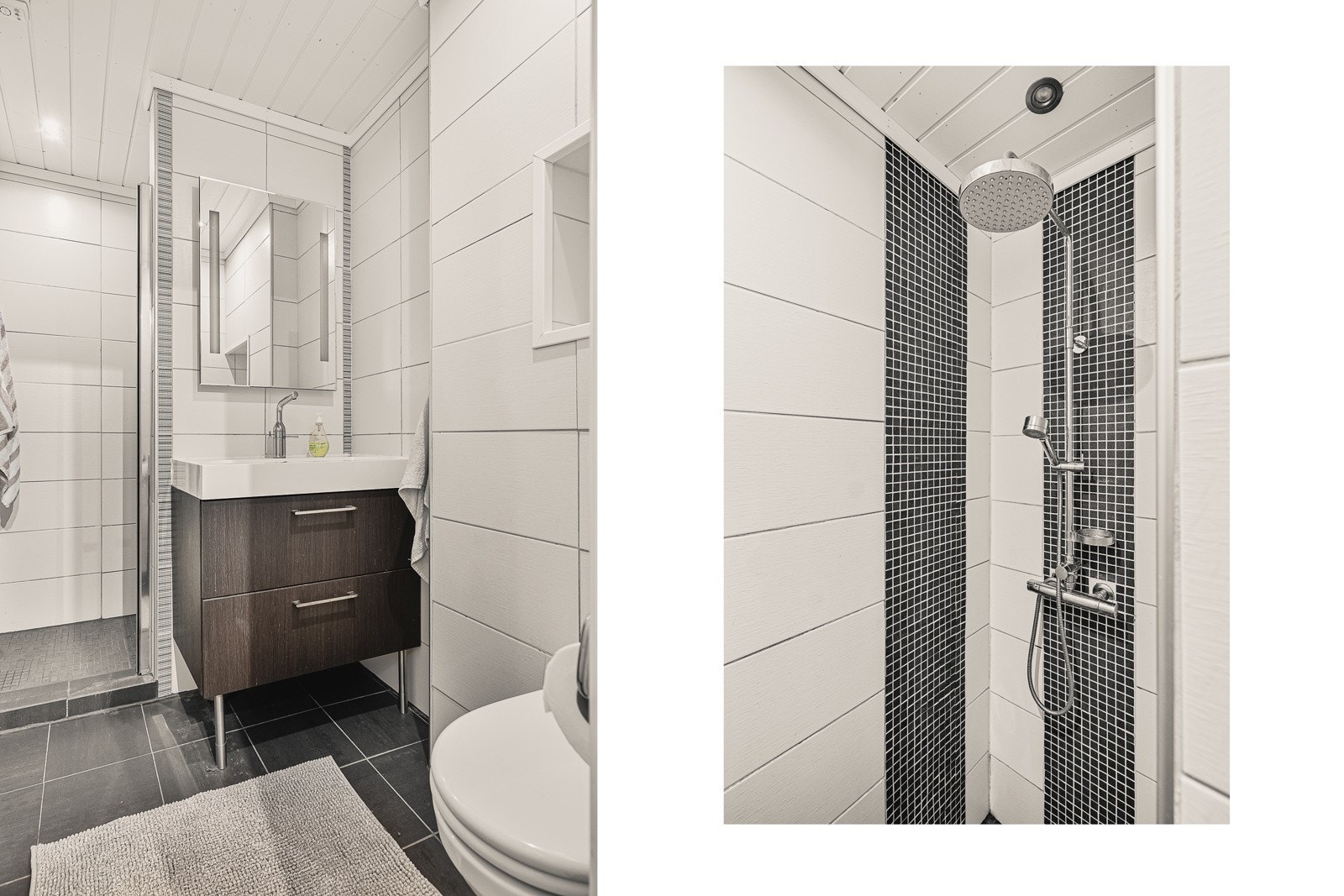 Helfliset bad med varme i gulv. Galleribilde