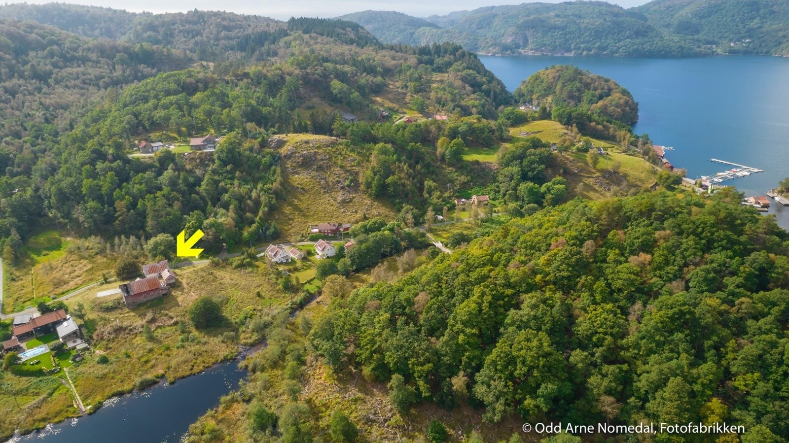 Oversikt over området fra eiendom og ned til sjøen Galleribilde