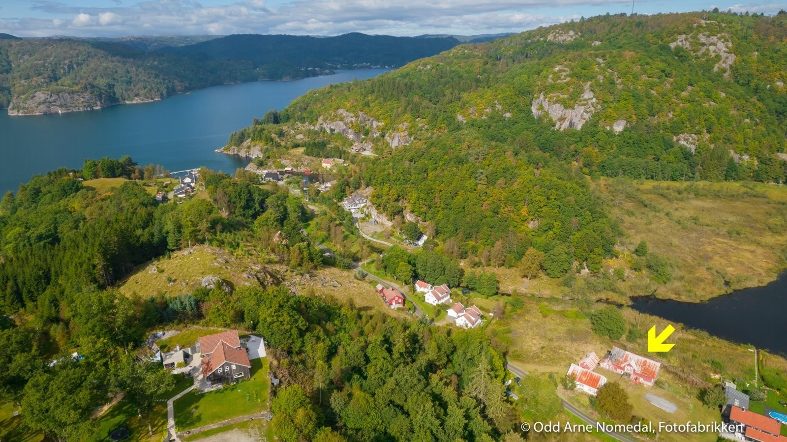 Oversikt over området fra eiendom og ned til sjøen Galleribilde
