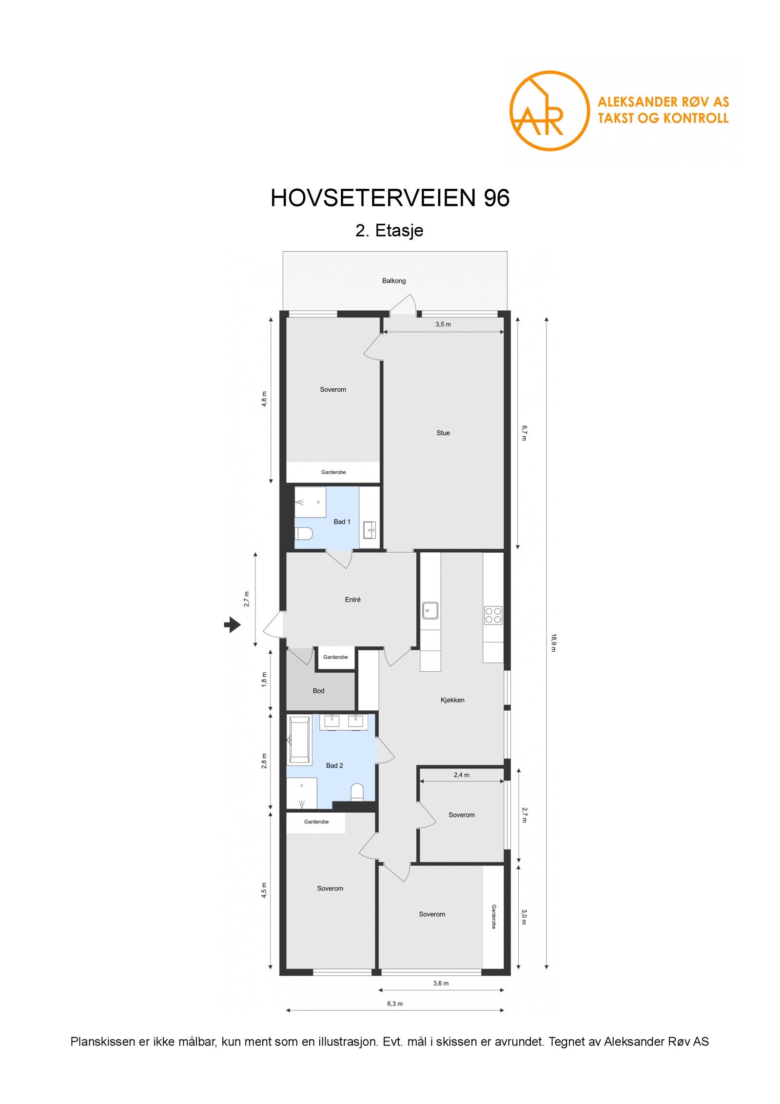 Plantegning Hovseterveien 96. Galleribilde
