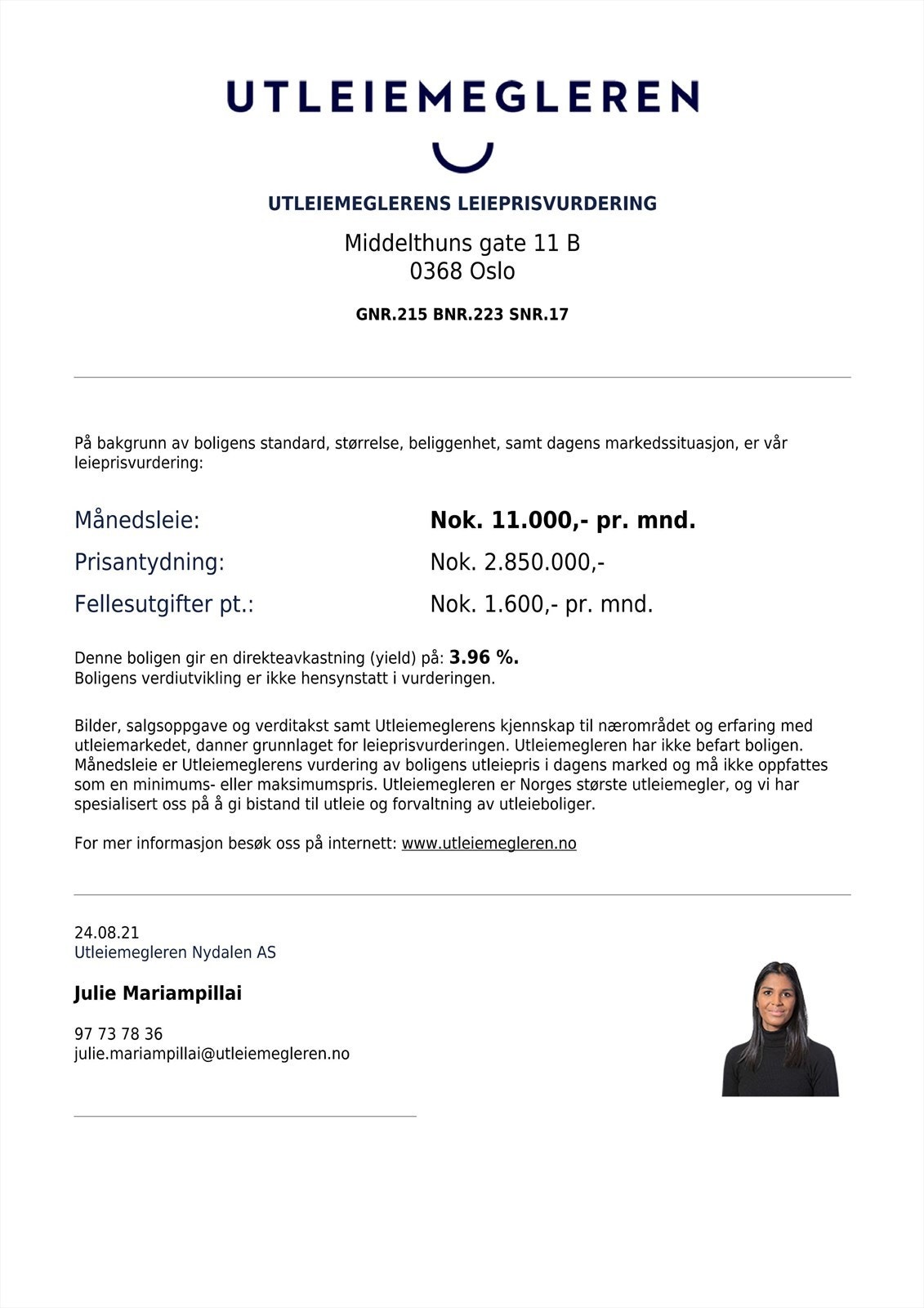 Leieprisvurdering Galleribilde