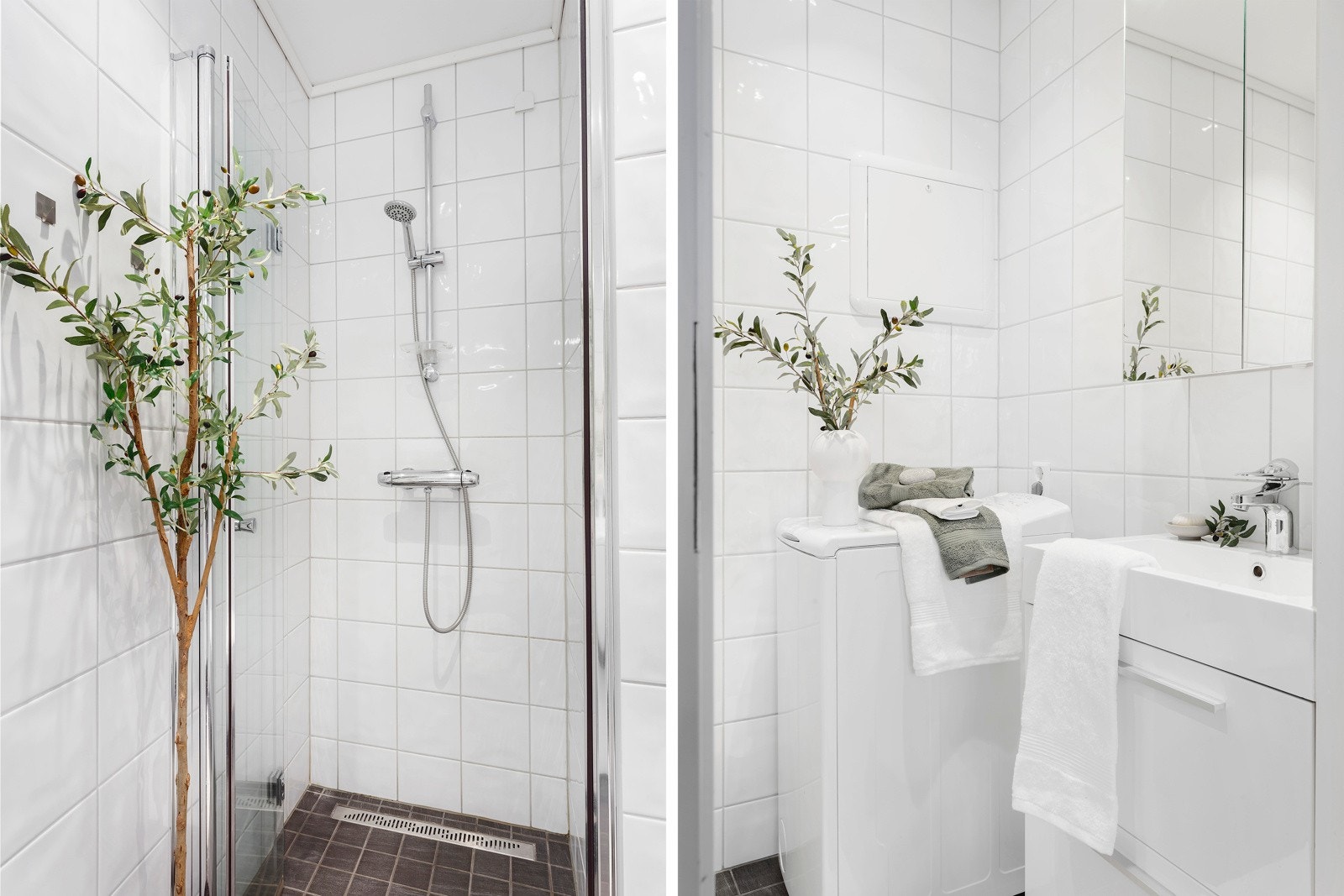 Lekkert, flislagt bad med moderne standard fra 2017 Galleribilde