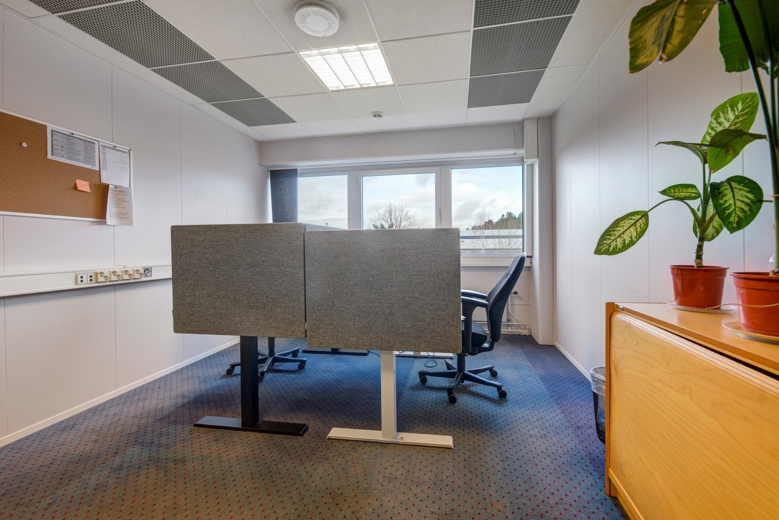 Kontor/møterom på areal skravert i lyseblått på plantegning. Galleribilde