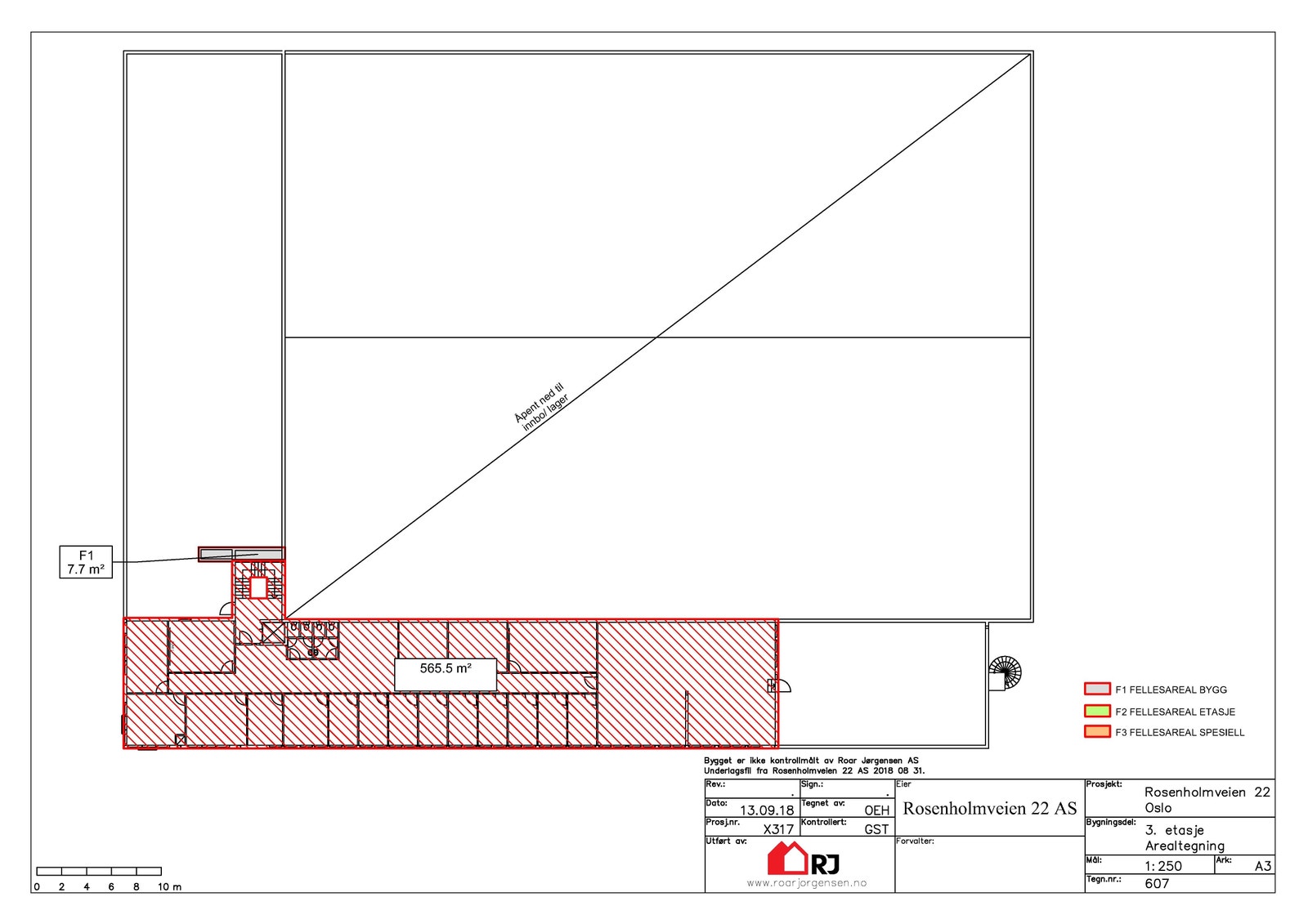 Ledig areal er skravert rødt. Galleribilde