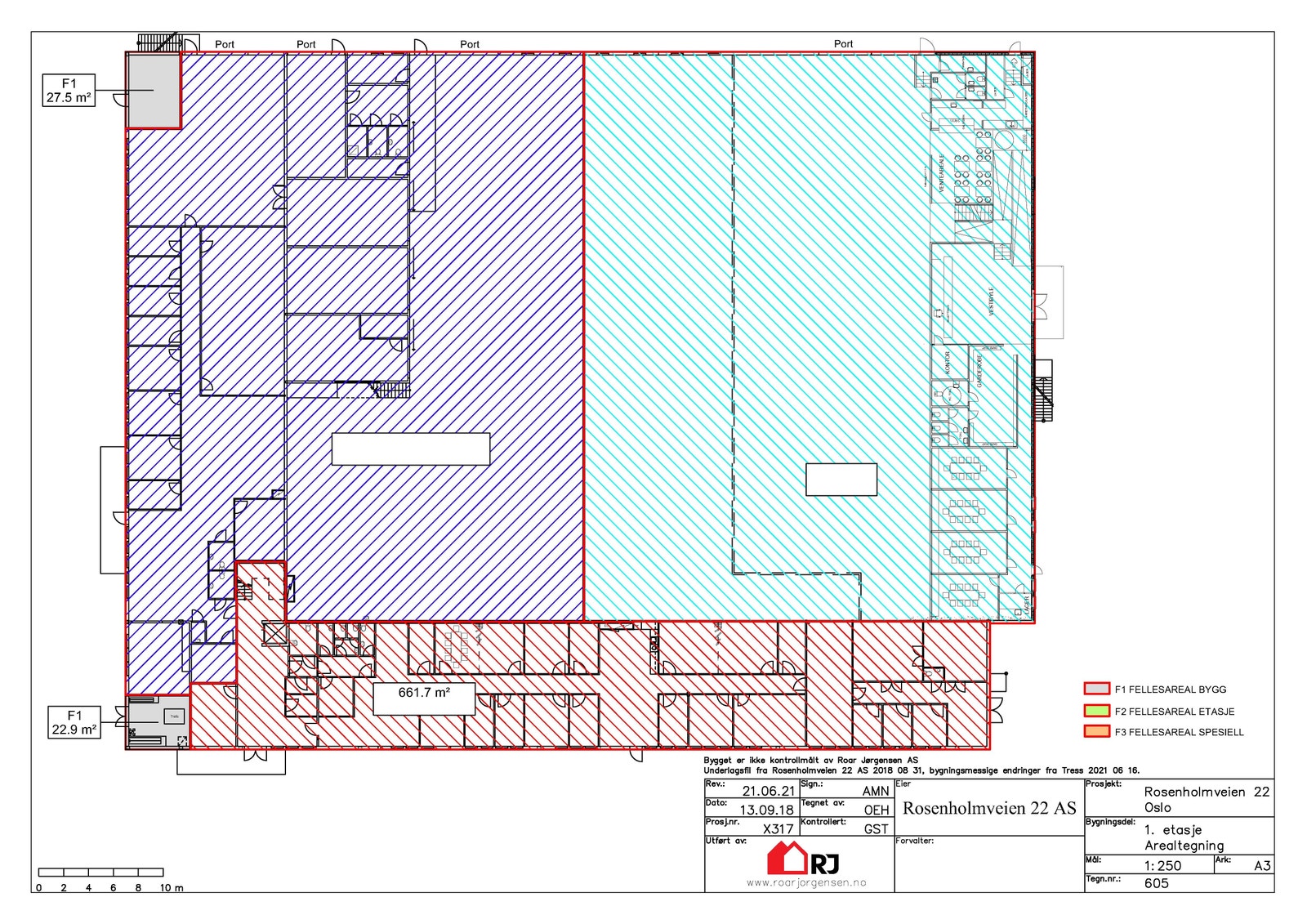 Ledig areal er skravert rødt. Galleribilde