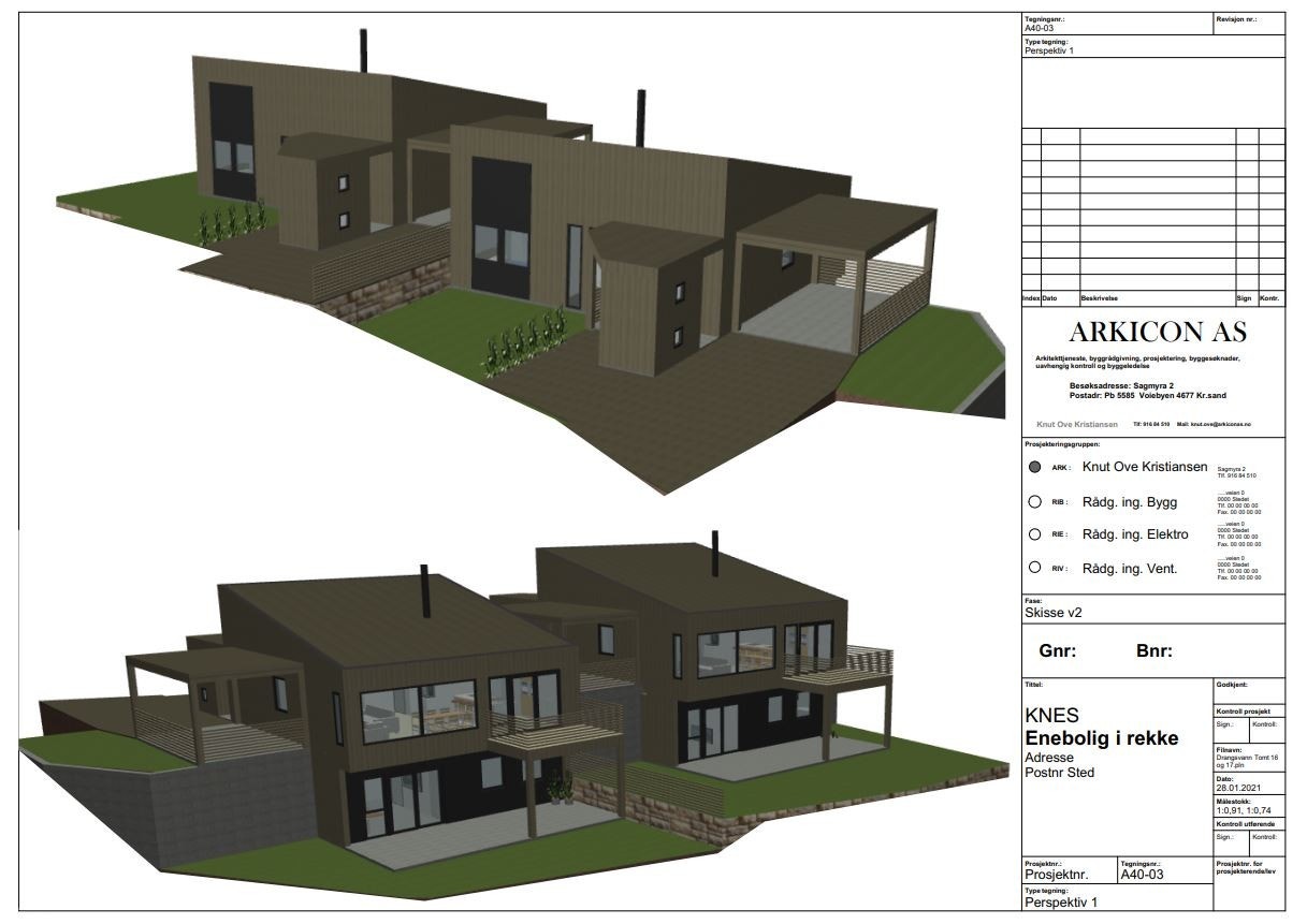 Perspektiv tegning av bolig Galleribilde