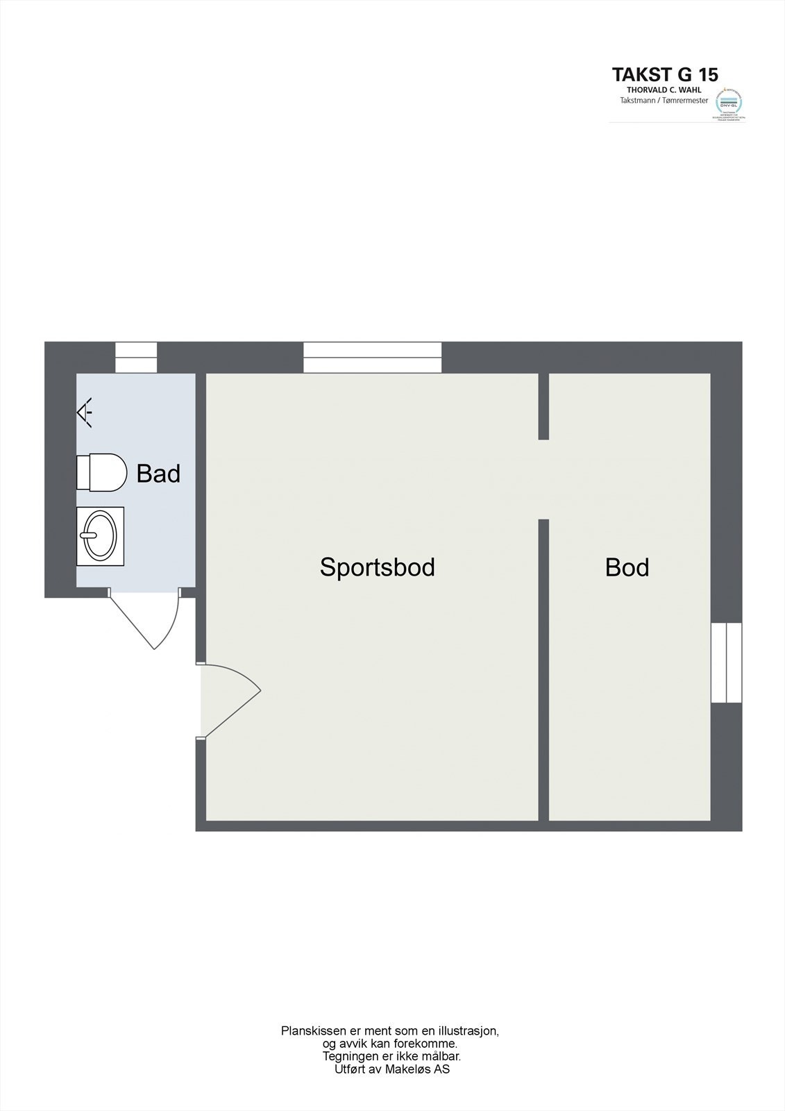 Tilleggsareal i 1. etasje/bakkeplan med toalettrom med opplegg til dusj, stor sportsbod og en mindre bod. Galleribilde