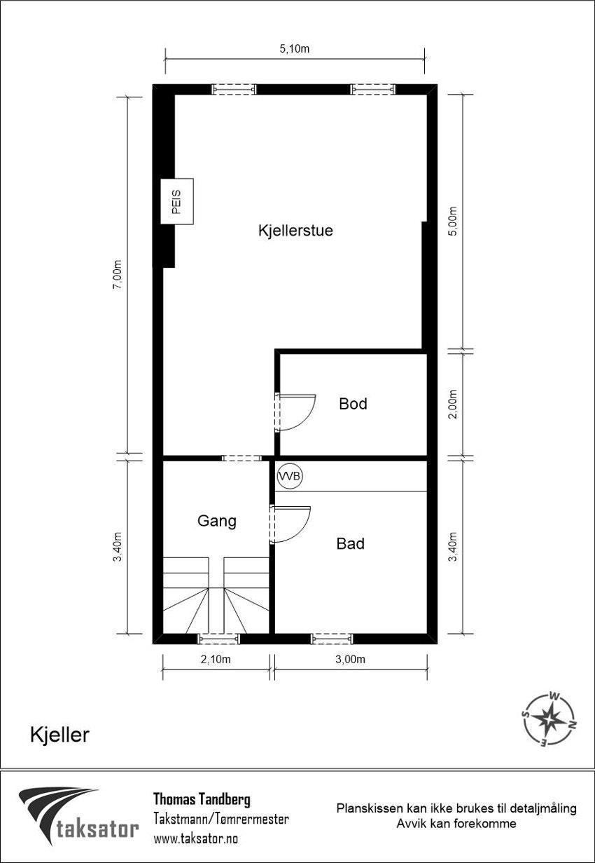 Kjeller: Gang, innredet kjellerstue, bad og bod. Galleribilde