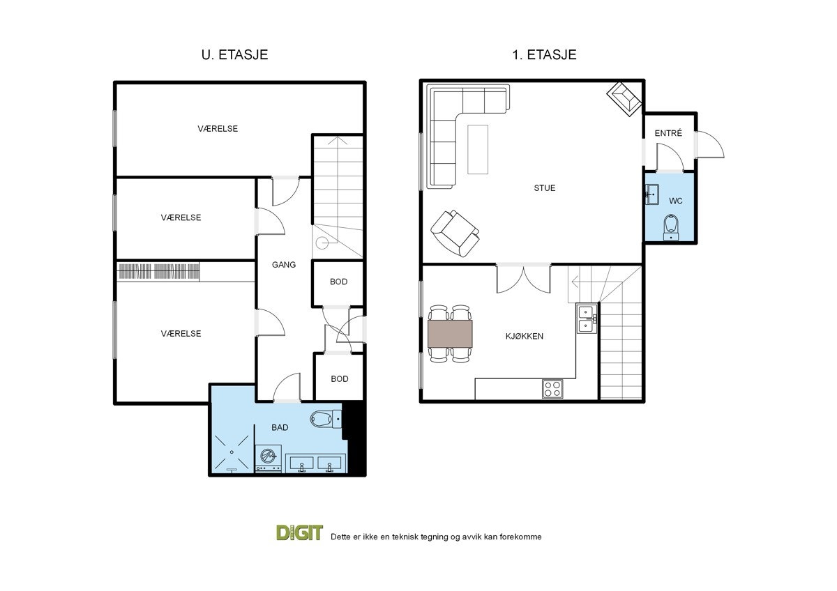 Plantegning begge etasjer Galleribilde