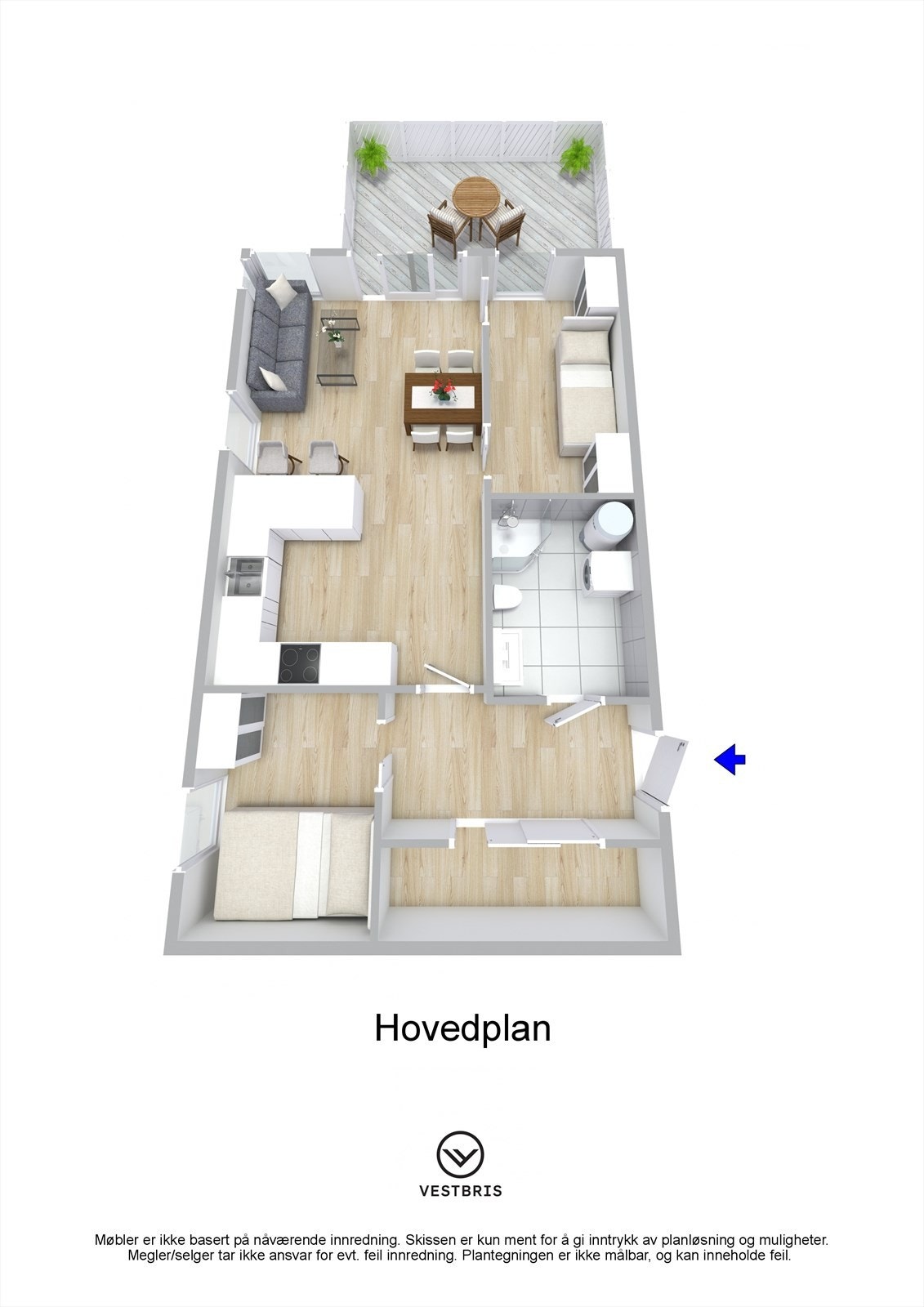 Plantegning - Melkevikvegen 34, 5565 Tysværvåg - Hovedplan - 3D Galleribilde