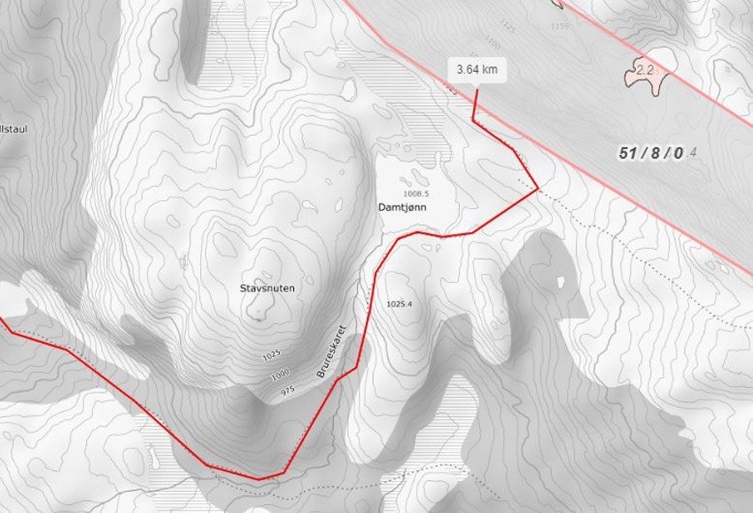 Kartutsnitt over stier frem til eiendommen fra Millionvegen Galleribilde