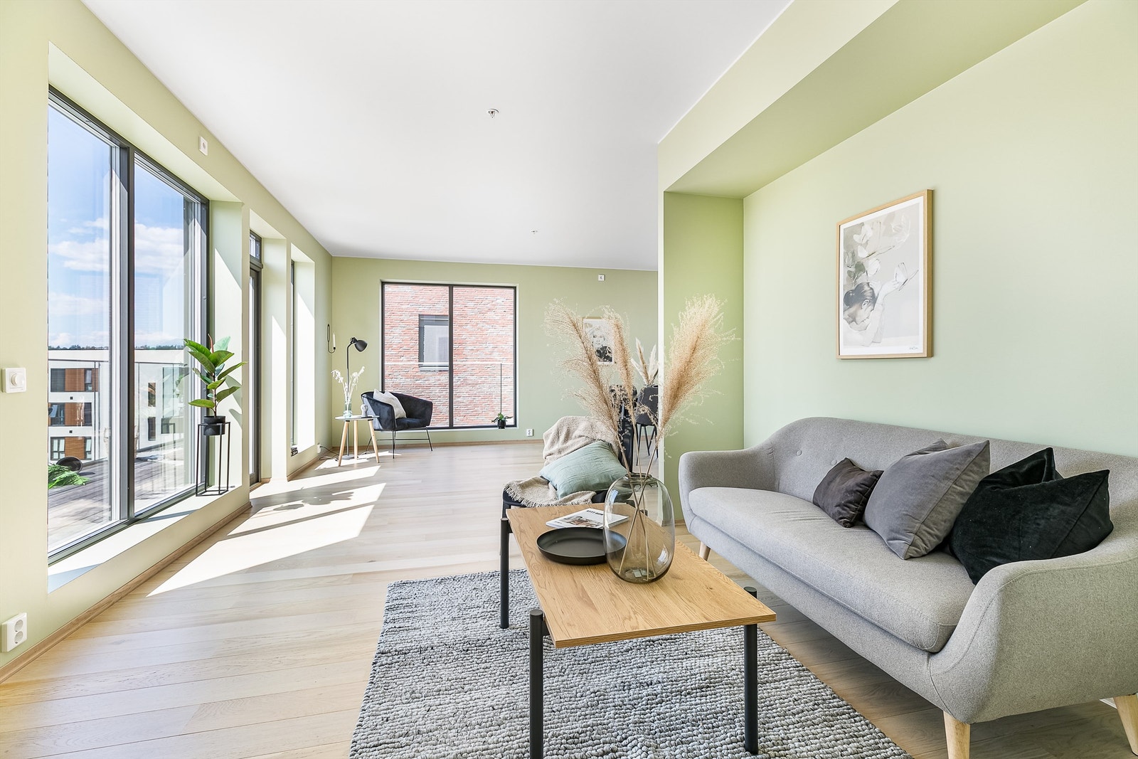 Leiligheten ble ferdigstilt sent i 2019 og oppleves fortsatt nærmest som ny. Galleribilde