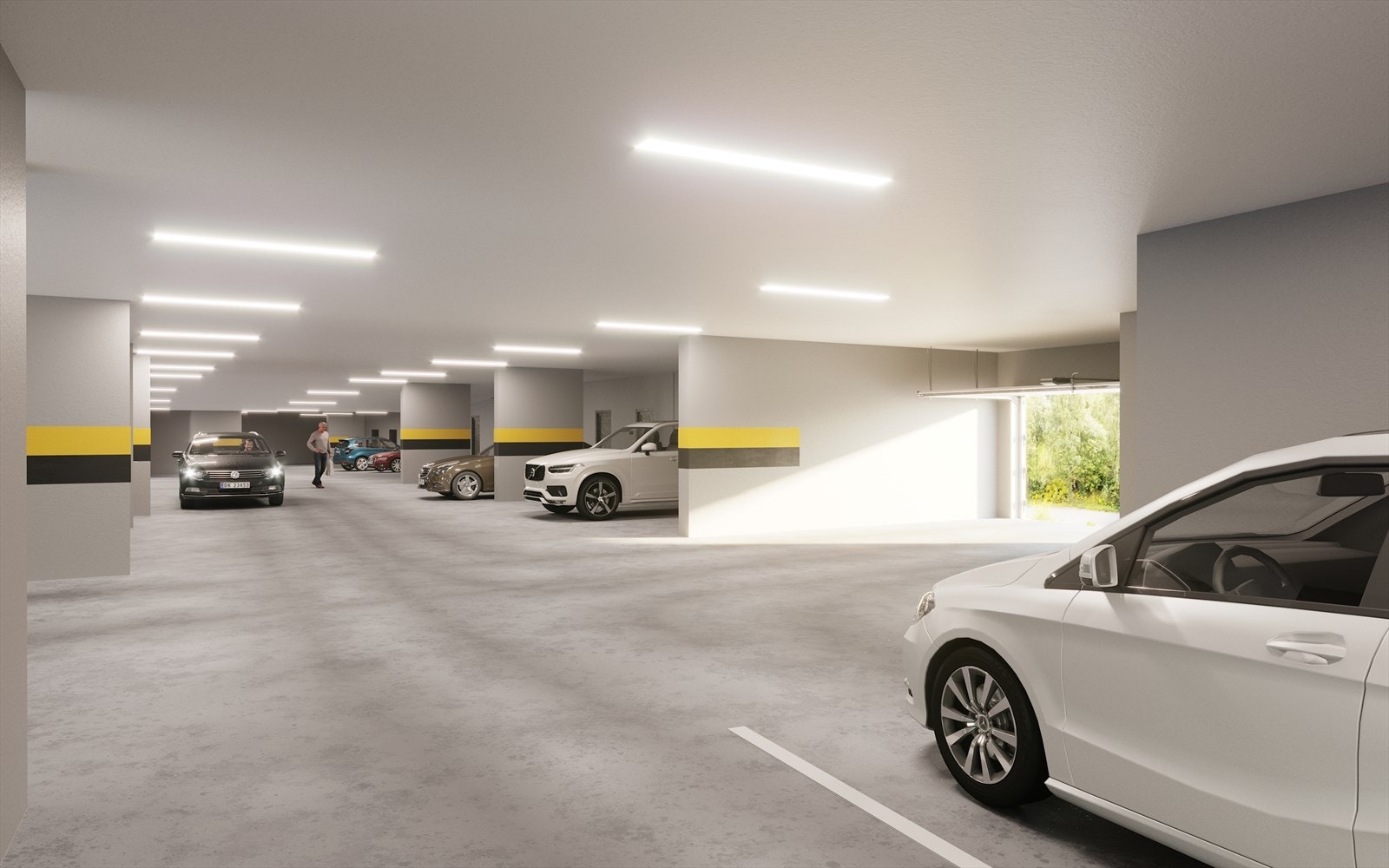 Med skiltgjenkjenning kommer du enkelt inn i garasjen og bilen står trygt. To plasser medfølger Galleribilde