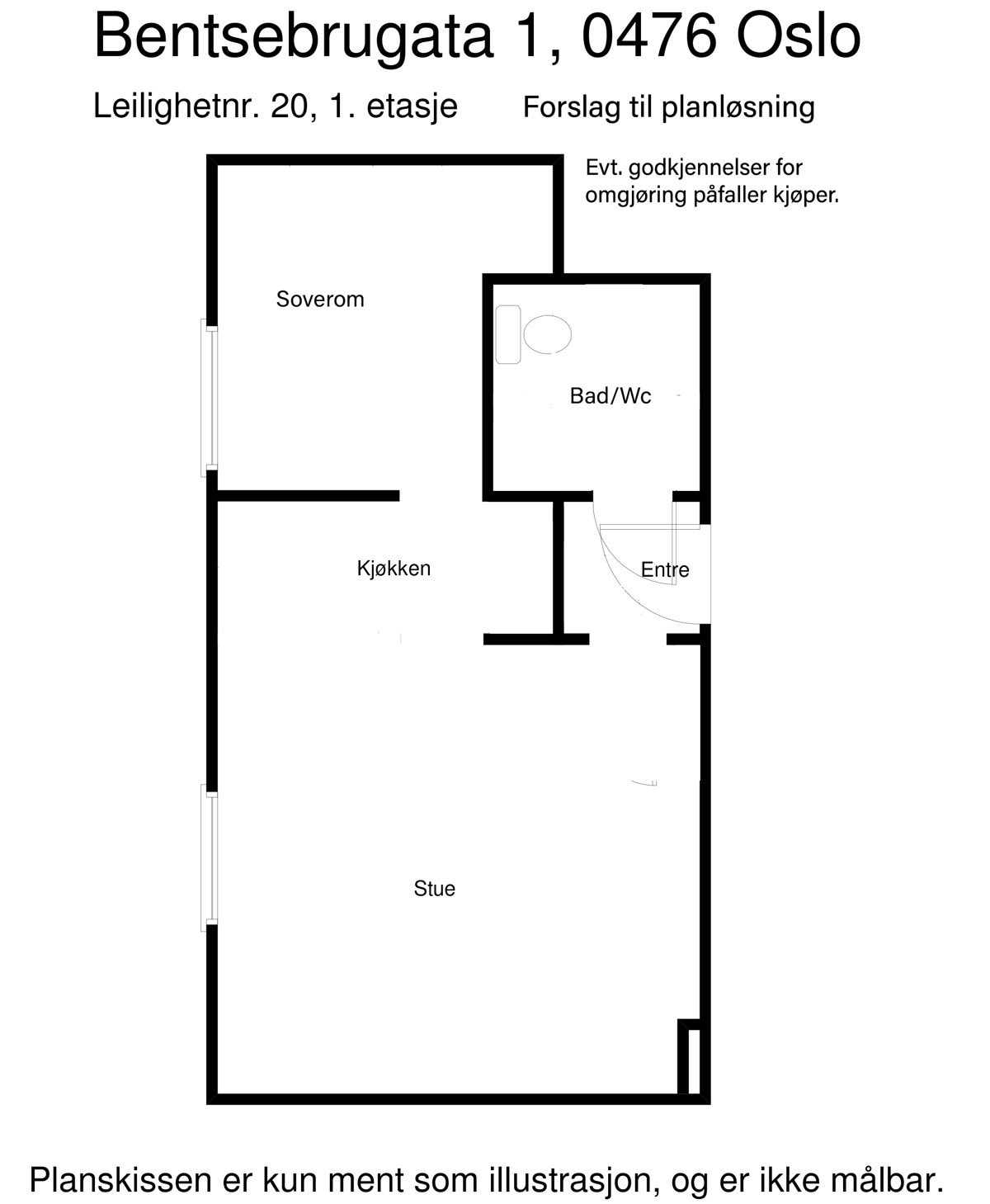Alternativ plantegning Bentsebrugata 1 Galleribilde