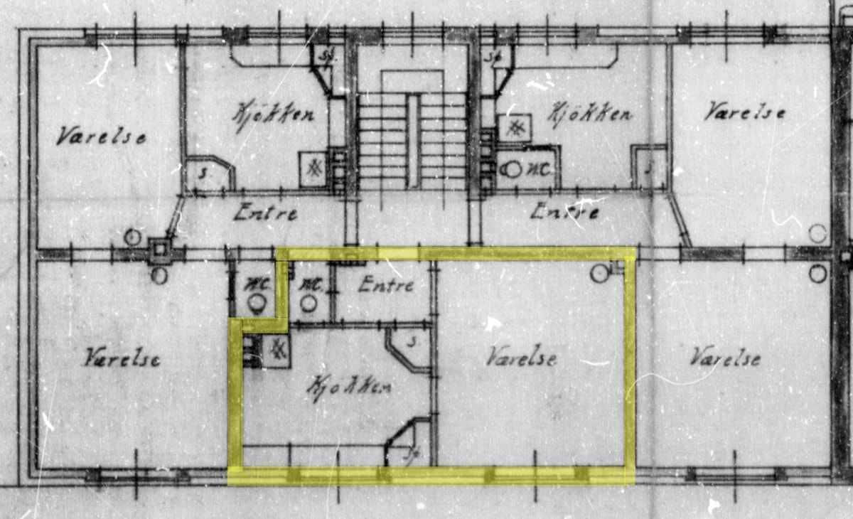 Opprinnelig byggetegning Bentsebrugata 1 Galleribilde