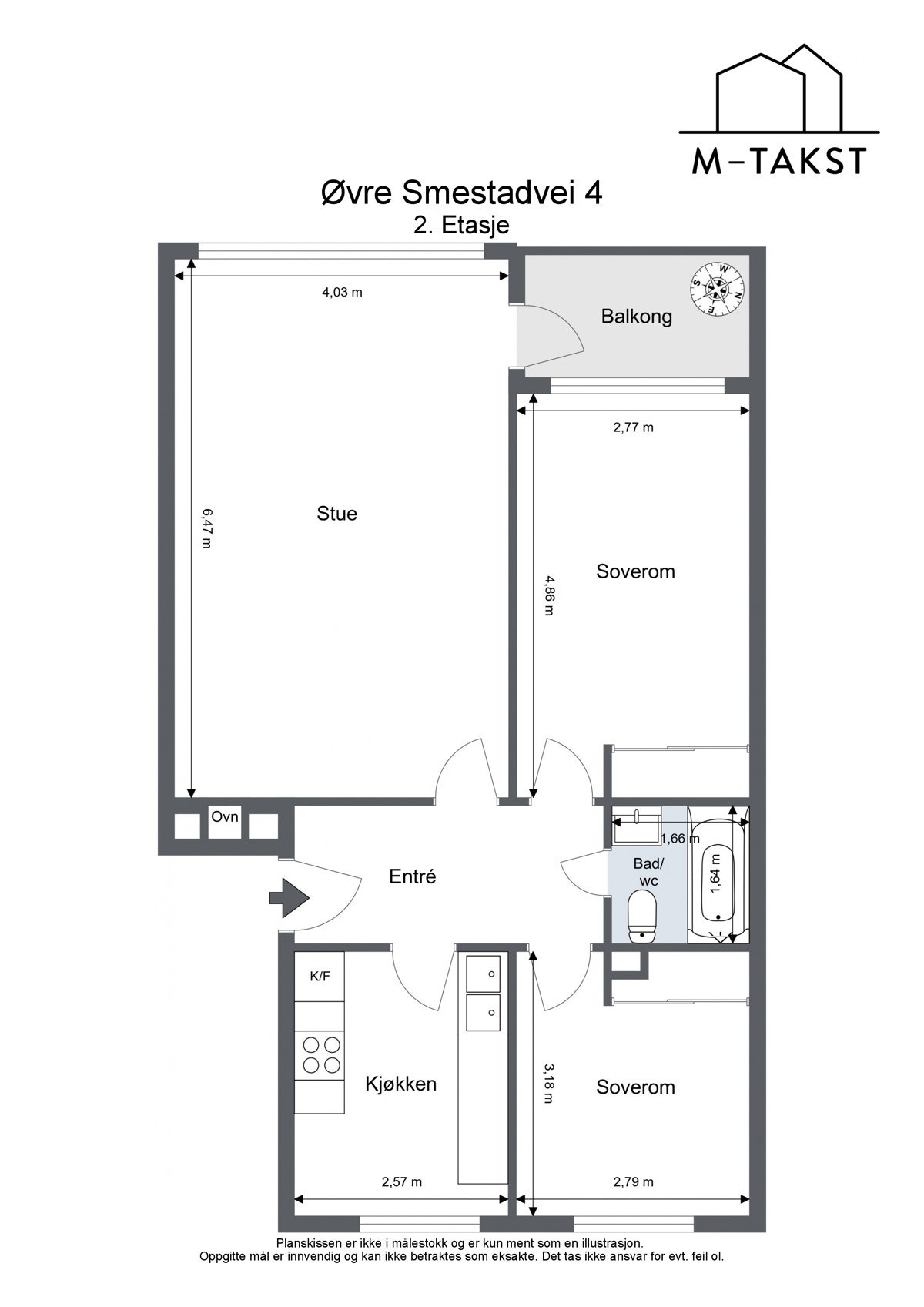 Plantegning Øvre Smestadvei 4 - 2. Etasje Galleribilde