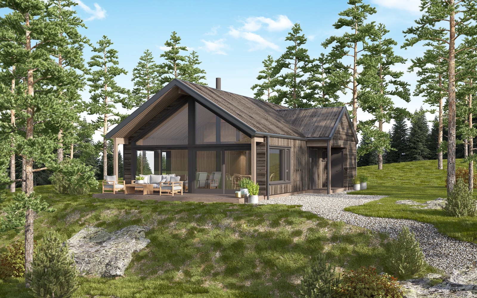 Større hyttemodell uten anneks. Galleribilde
