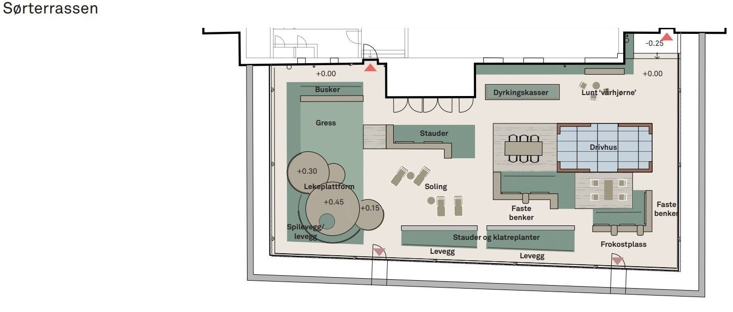 Det vil bli to fantastiske takterrasser som ferdigstilles i 2021. Arkitektur fra snøhetta. Galleribilde