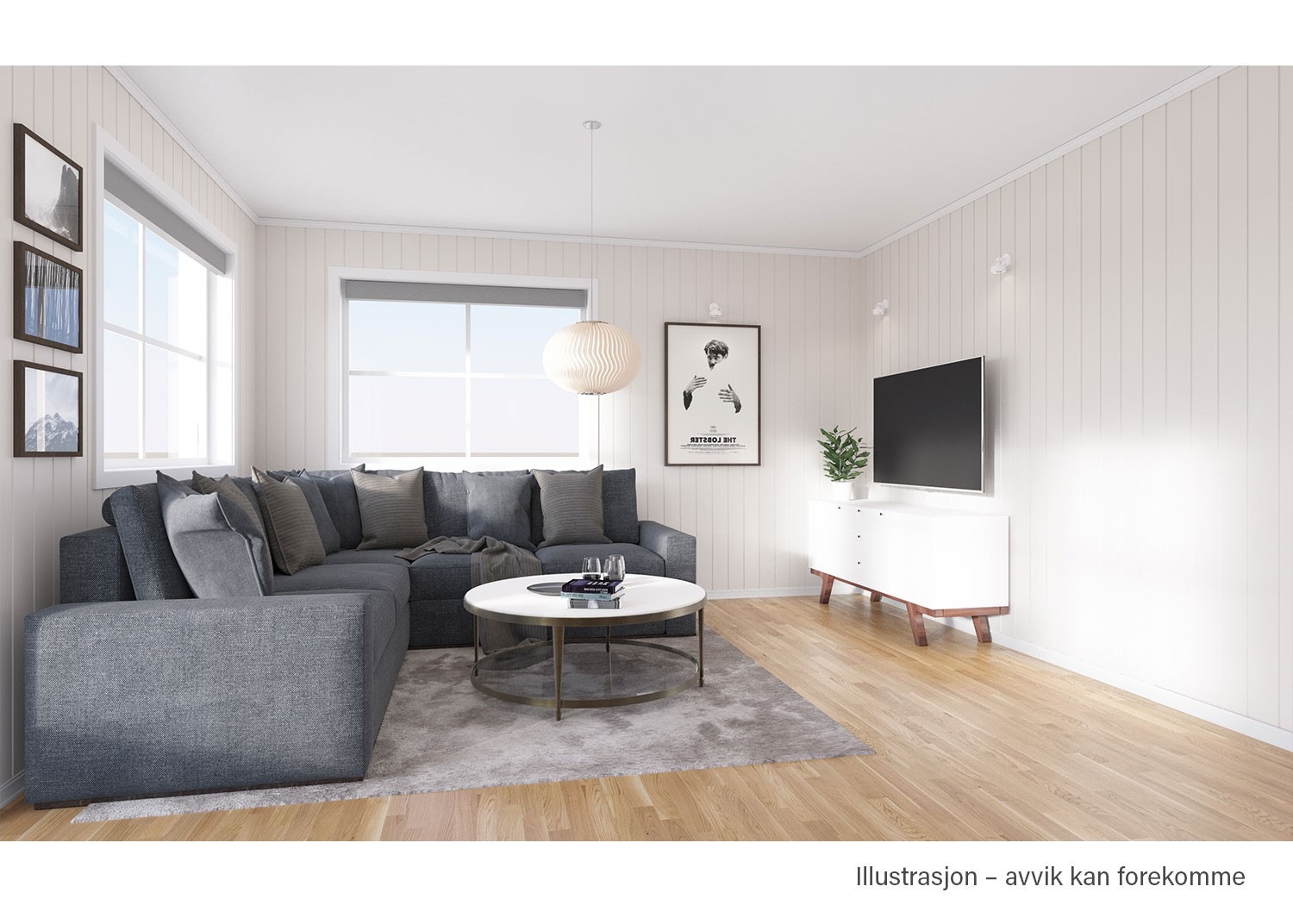 På stua er det god plass til sofakrok Galleribilde