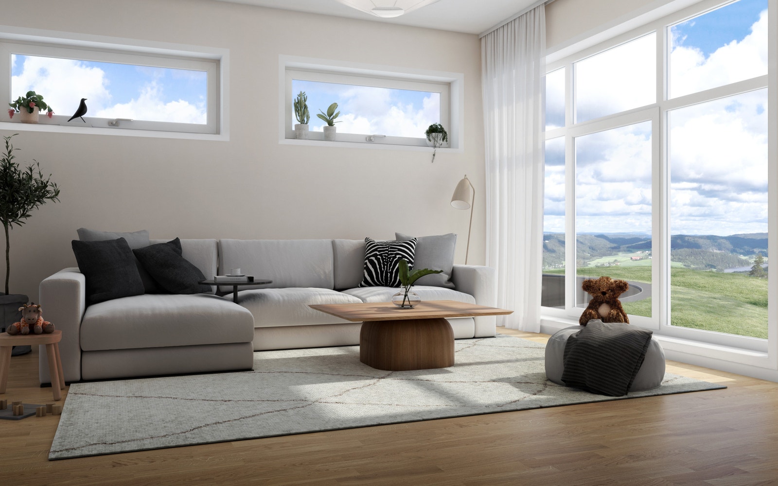 Illustrasjon av stue. Galleribilde