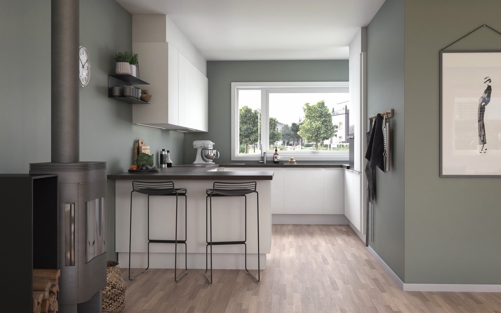 Kjøkken fra HTH med integrerte hvitevarer fra Siemens Galleribilde