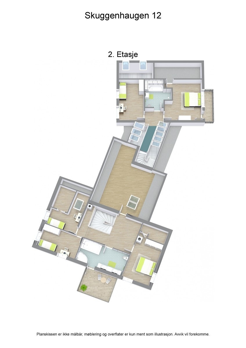 3 D plantegning 2. etasje Galleribilde