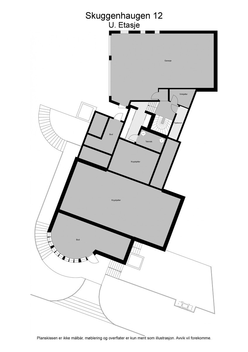 2 D plantegning underetasjen Galleribilde
