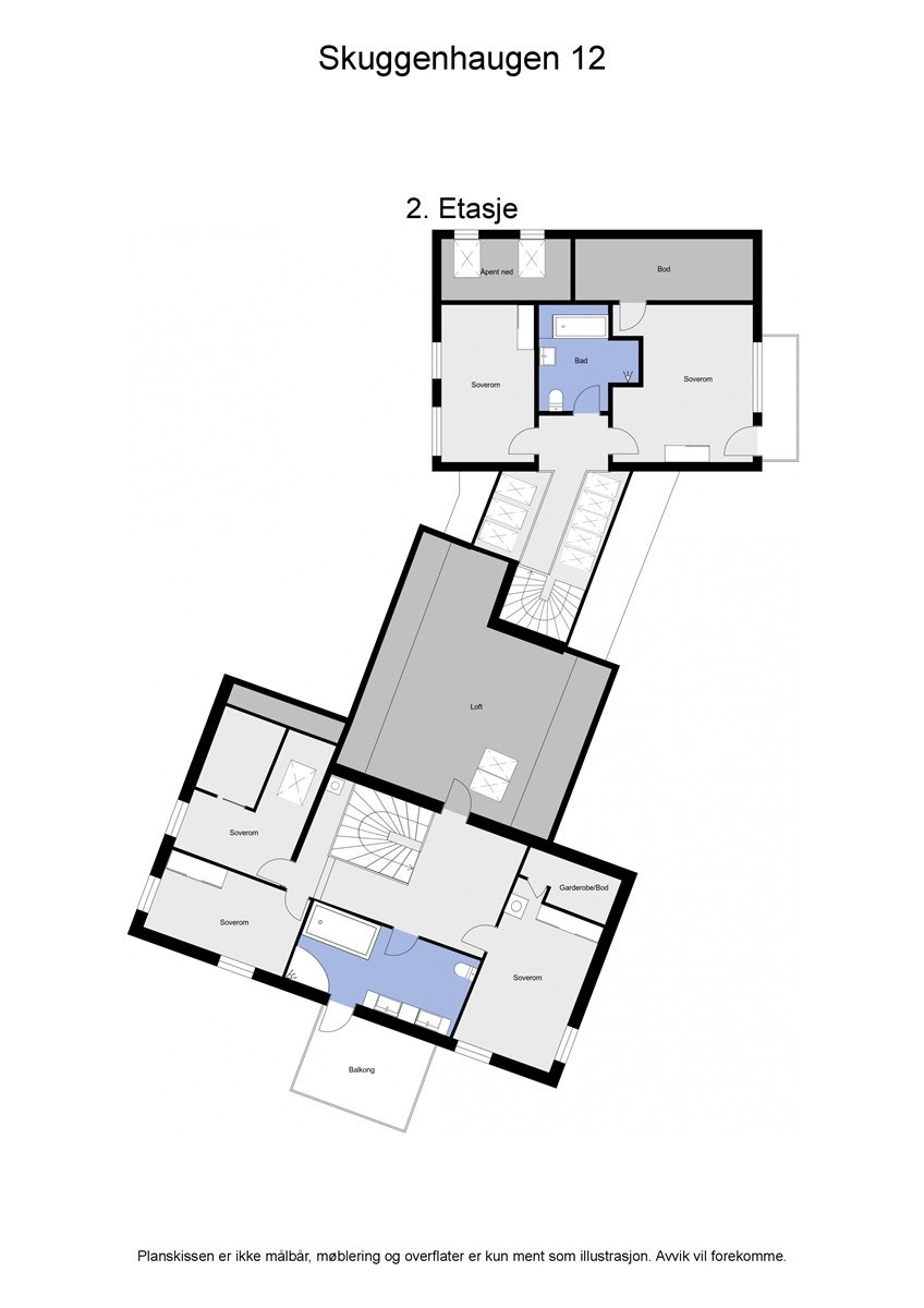 2 D plantegning 2. etasje Galleribilde