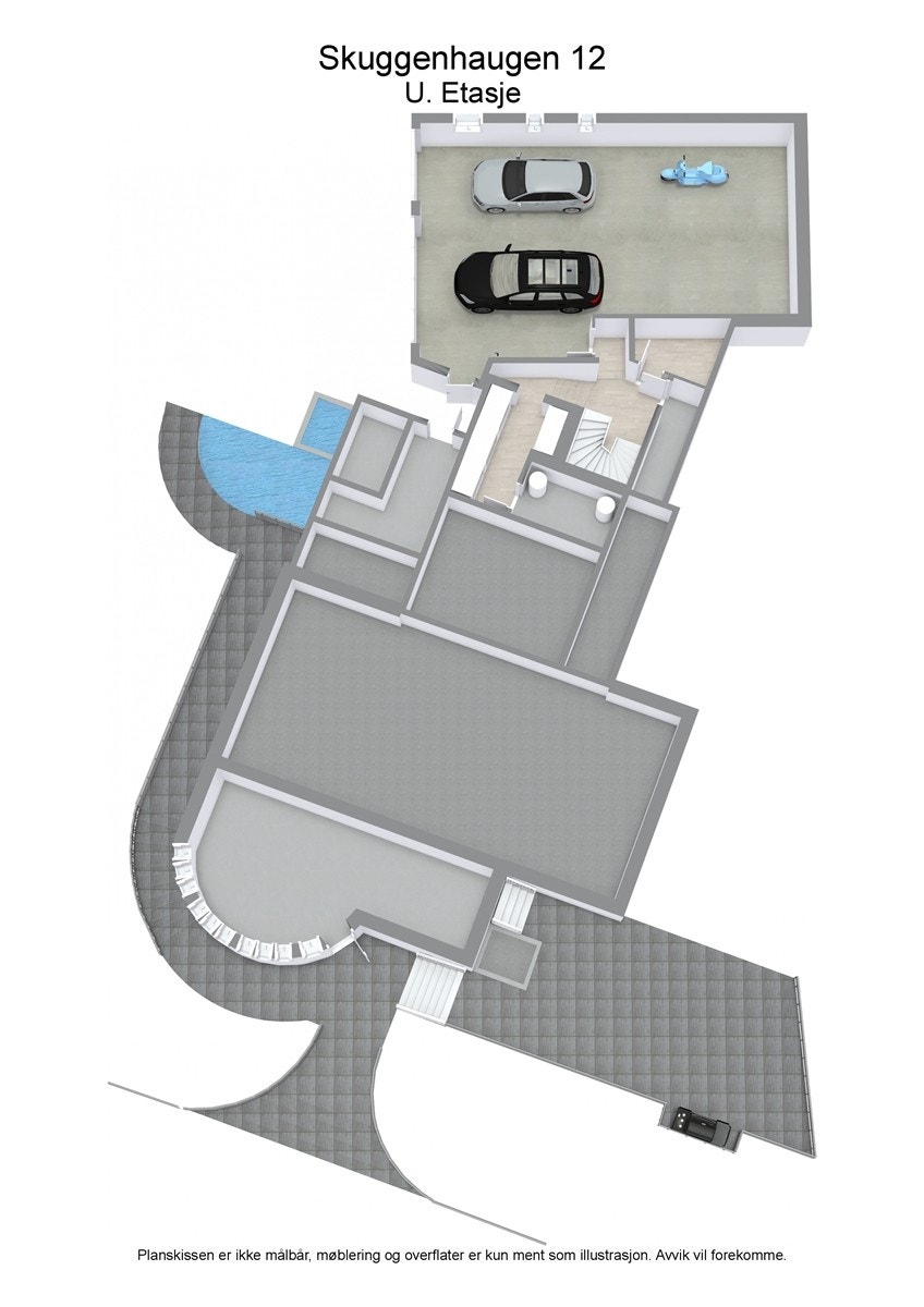 3 D plantegning underetasjen Galleribilde