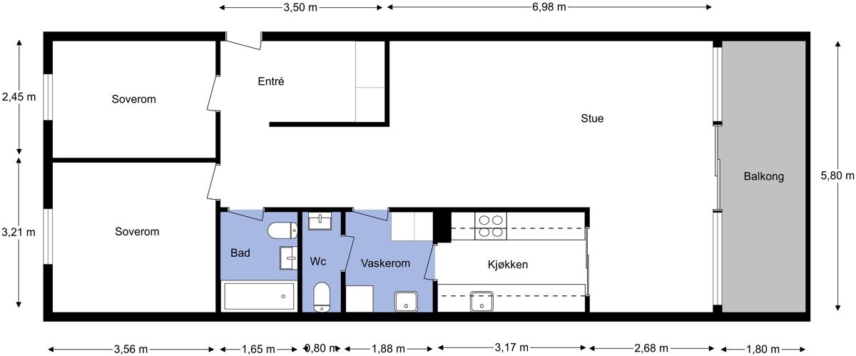 Gjennomgående planløsning i andre etasje. Galleribilde