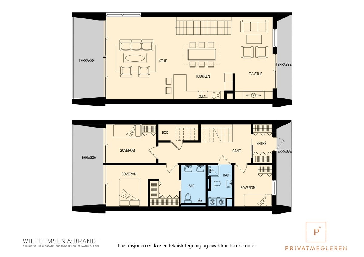 Plantegning begge etasjer Galleribilde