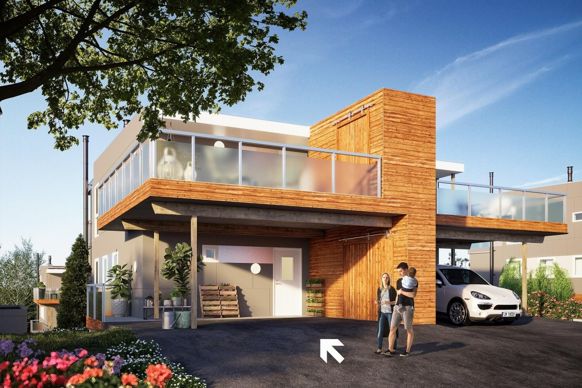 Flott 5-roms bolig over to plan med carport og 3 terrasser/balkonger.