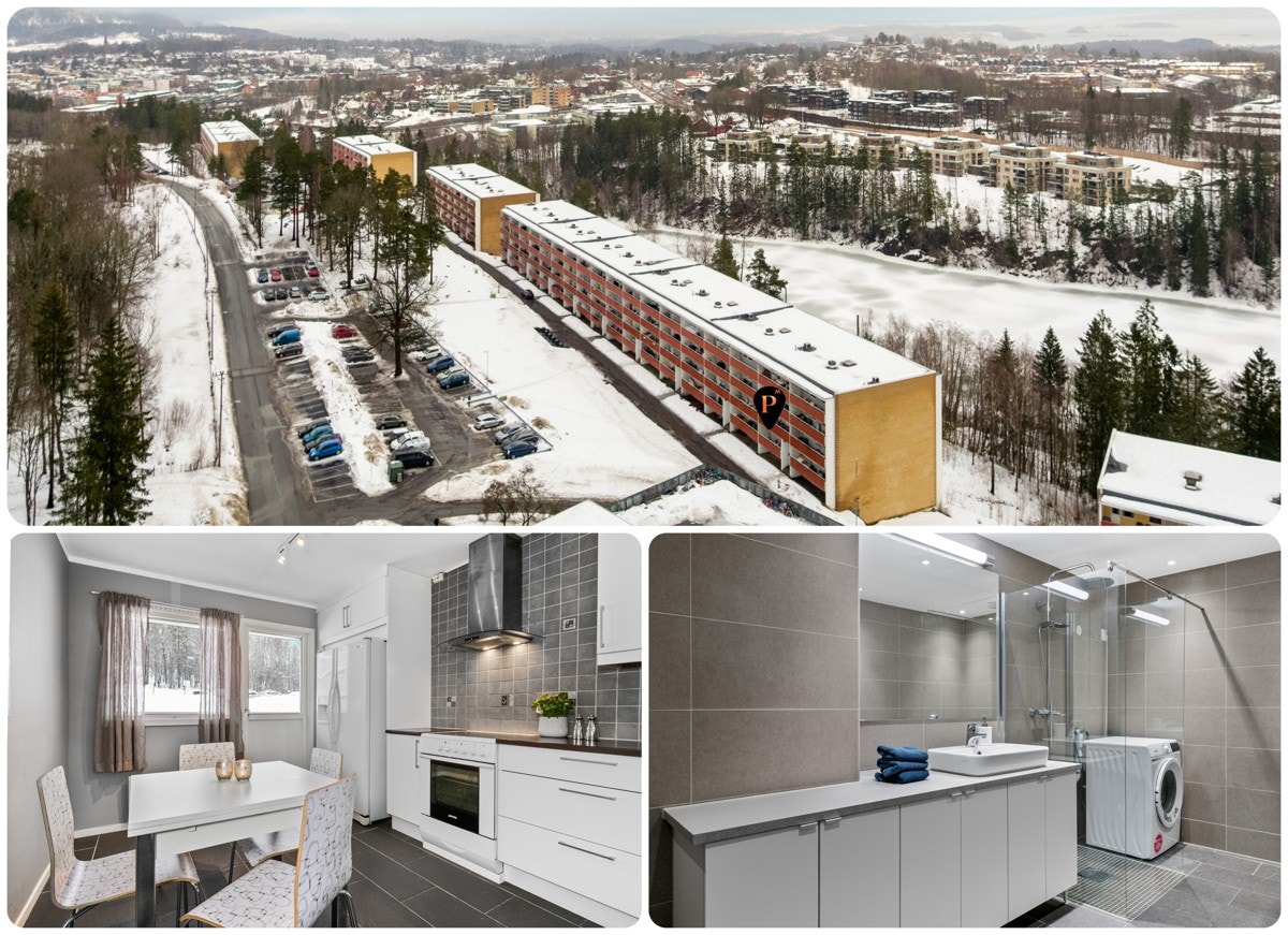 Gjennomgående 4-roms selveier - 2 balkonger - Solrikt - Utsikt - Bad renovert 2018 - Lite trapper - Parkeringsmuligheter! Galleribilde