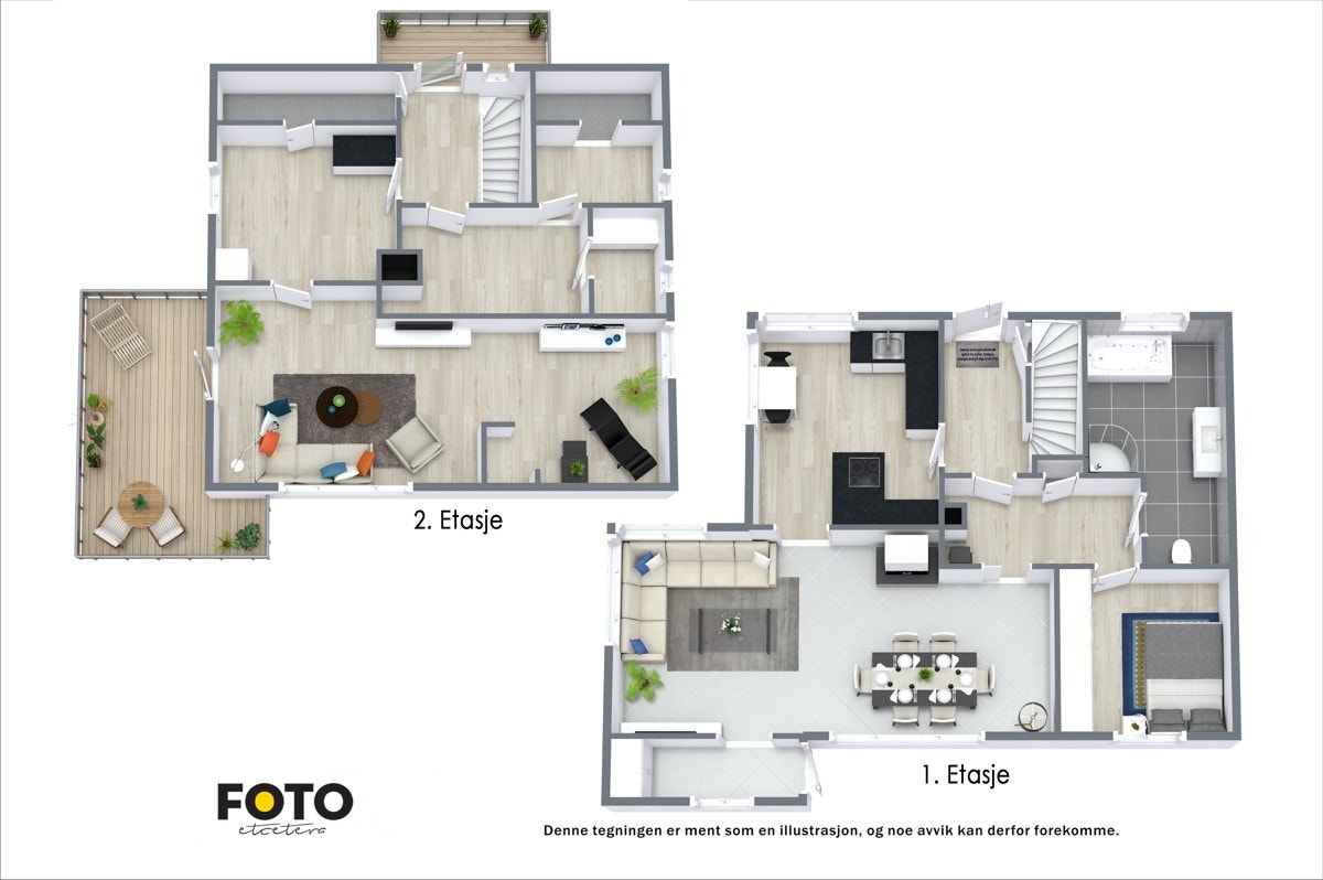 Enebolig over to plan + garasje Galleribilde