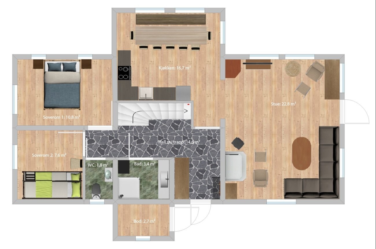 Plantegning 1.etg Galleribilde