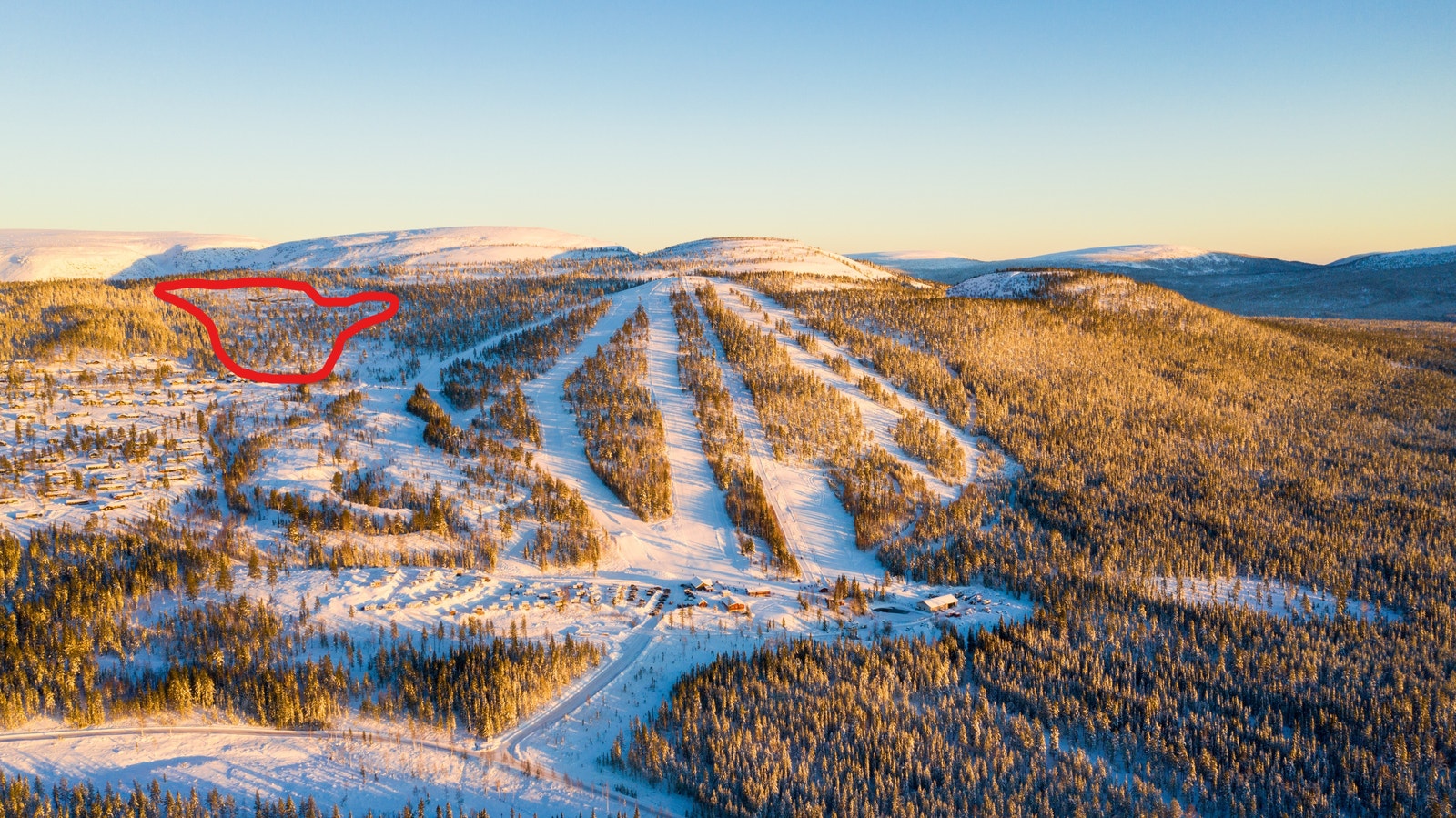 Fulufjellet med inntegnet tomt-området Galleribilde