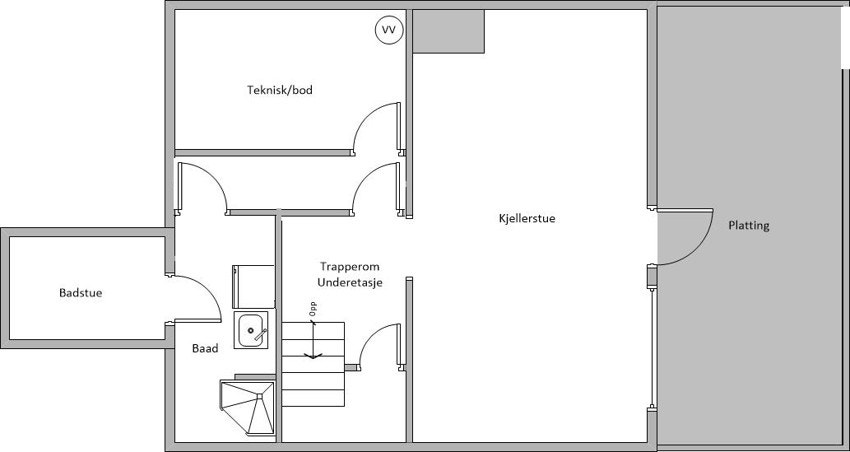 PLantegning U. etg. Galleribilde