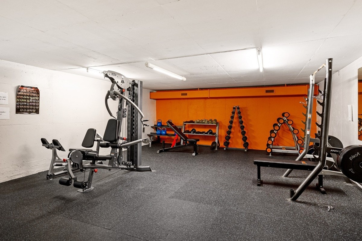 Felles, gratis trimrom for beboerne i borettslaget. Galleribilde