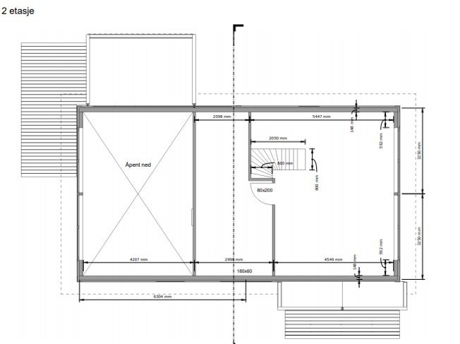 Tindefjell, plantegning 2. etasje Galleribilde