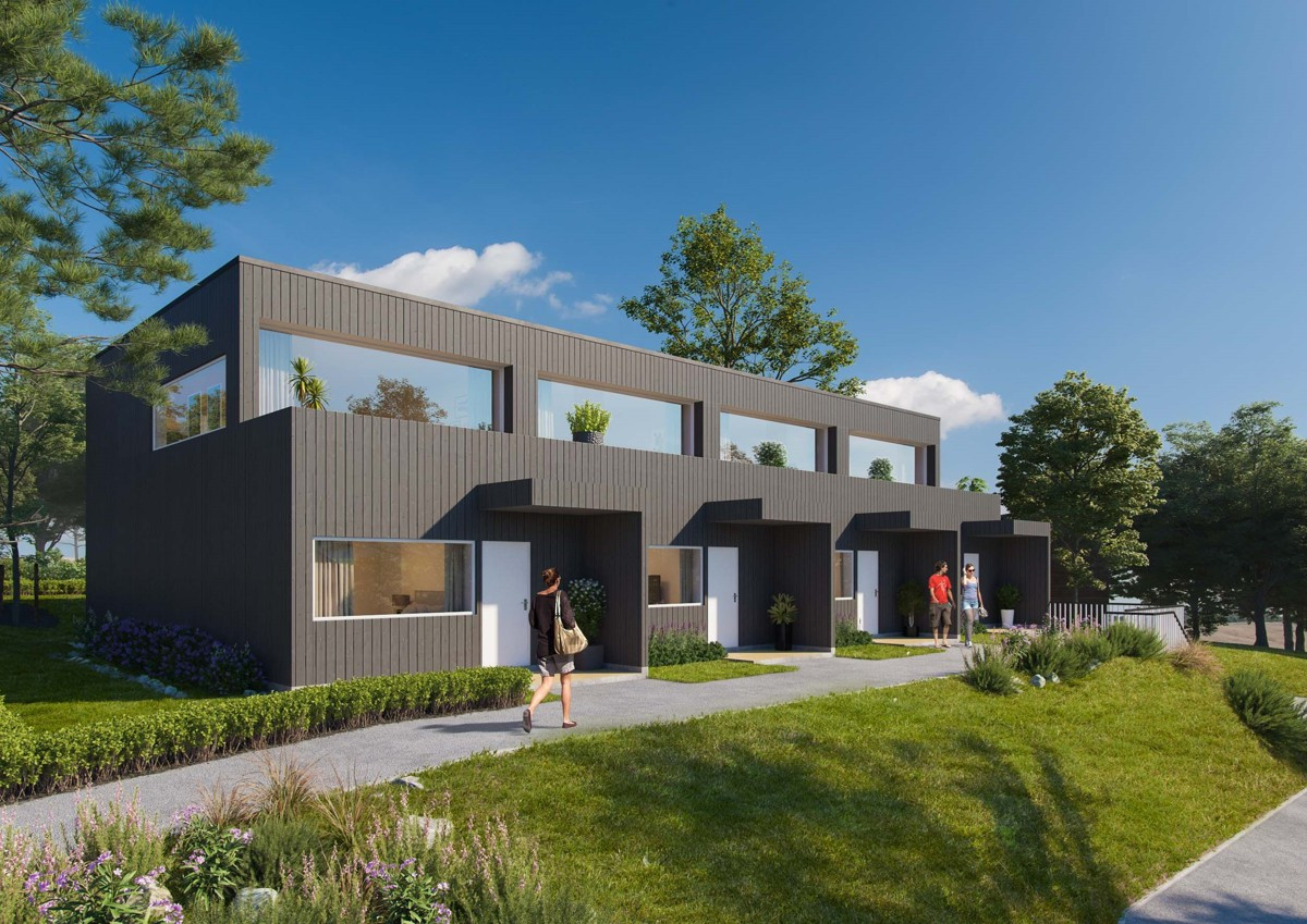 Moderne rekkehus i behagelige omgivelser - første byggetrinn betår av 4 seksjoner med estimert ferdigstillelse desember 2021