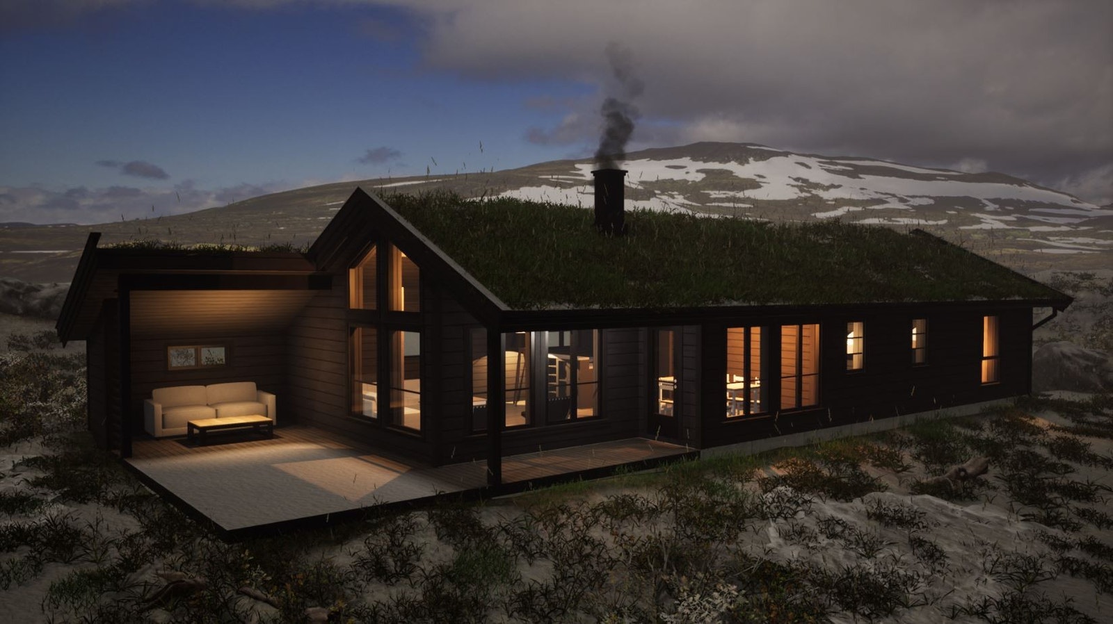 Røsslyng med sovehems og gapahuk Galleribilde