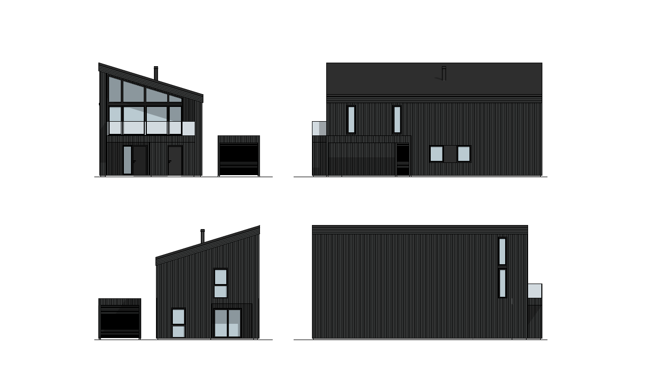 Moderne arkitektur med store vinduer og solrike verandaer Galleribilde