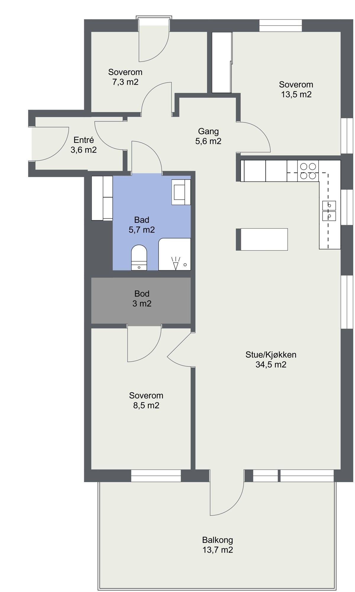 Planskisse av boligen Galleribilde