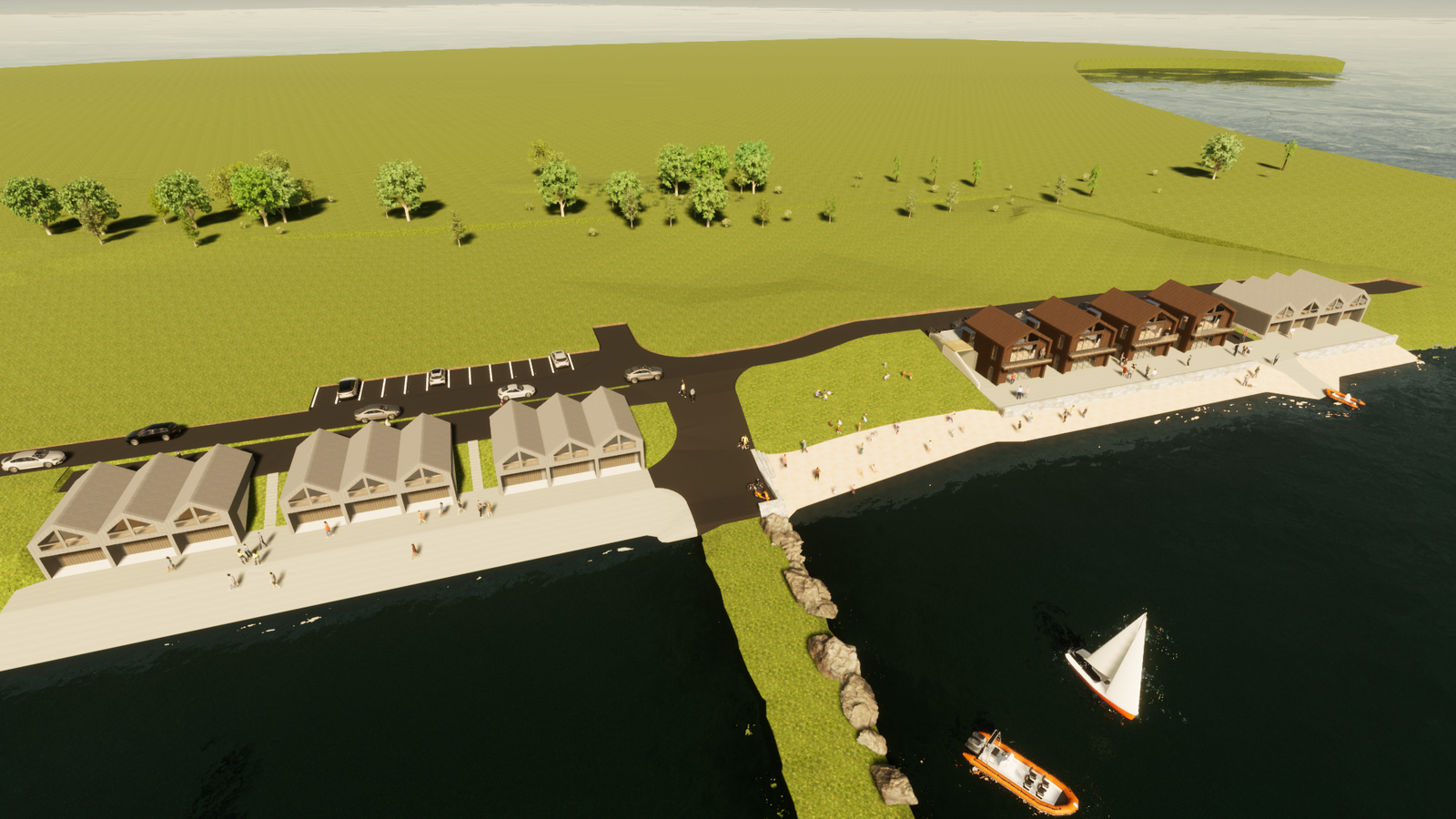 Naust 1 - 9 ligger til venstre for moloen. Galleribilde