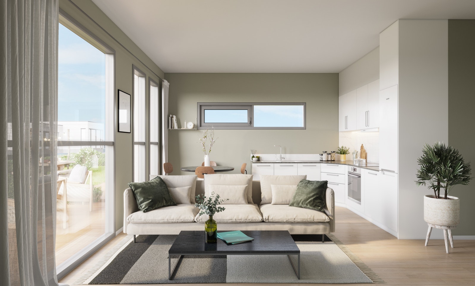 Illustrasjon stue tomannsboliger. Galleribilde