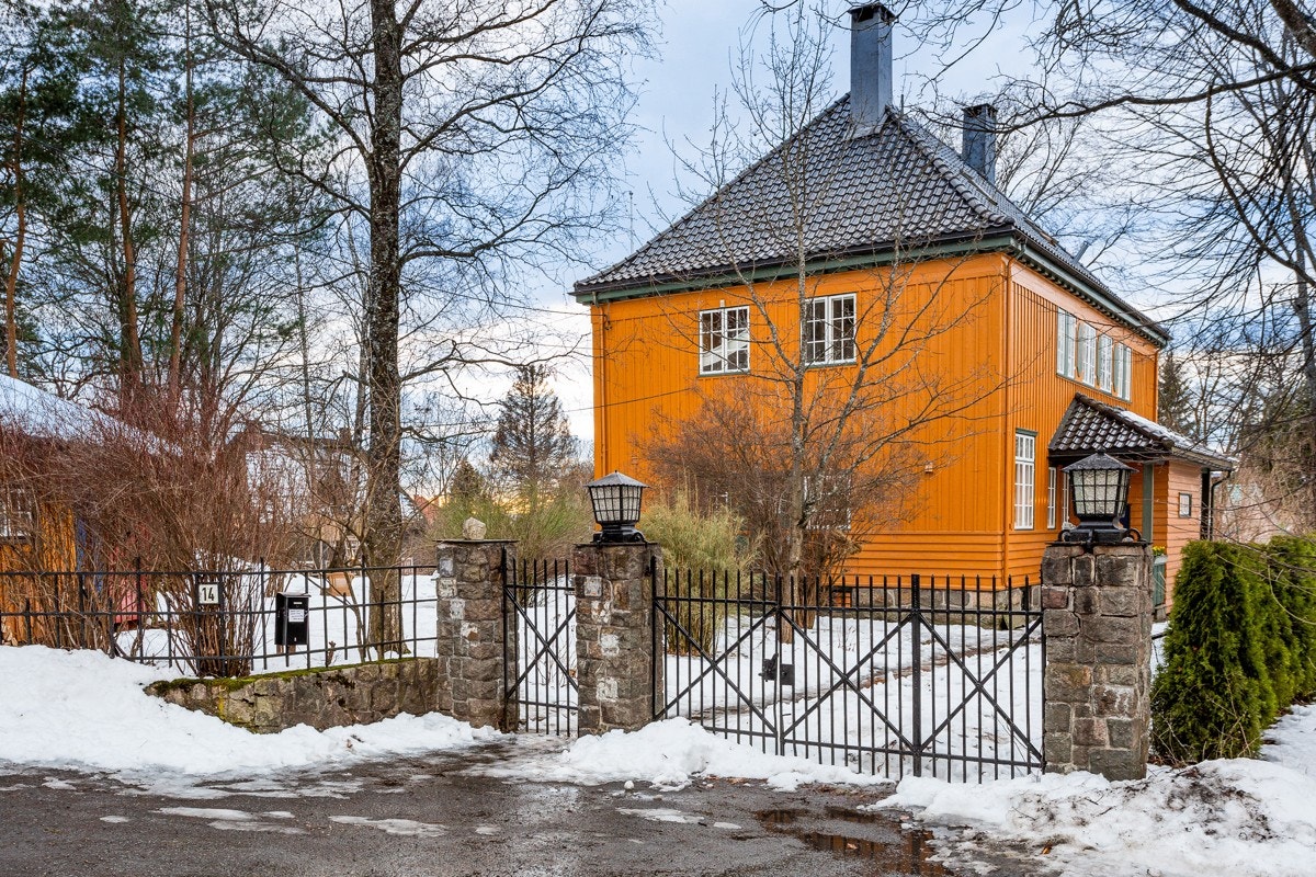 Det er mur og portstolper i naturstein, samt gjerder, kjøreport og gangport i smijern mot Furulundsveien. Galleribilde